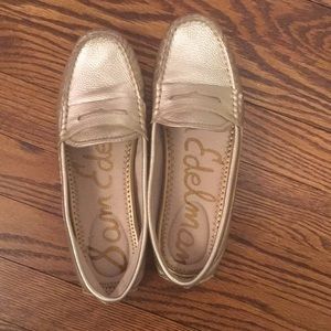 Sam Edelman Gold Leather Flats